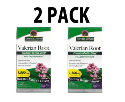 Nature's Answer, Valerian Root, 2 PACK, 500 mg, 180 Vegetarian Capsules (180x2)