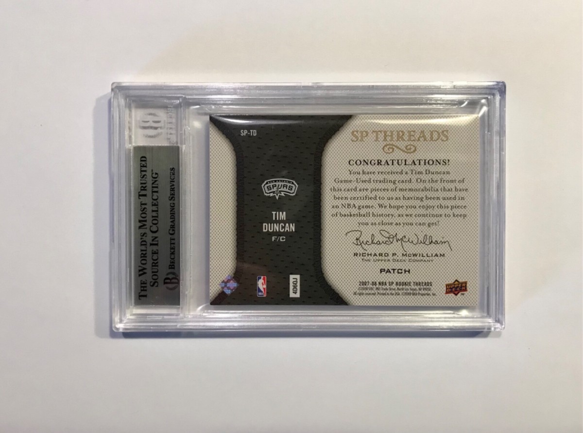 2007-08 UD SP Rookie Threads Tim Duncan (Patch) BGS 9 (w/9.5/9.5 