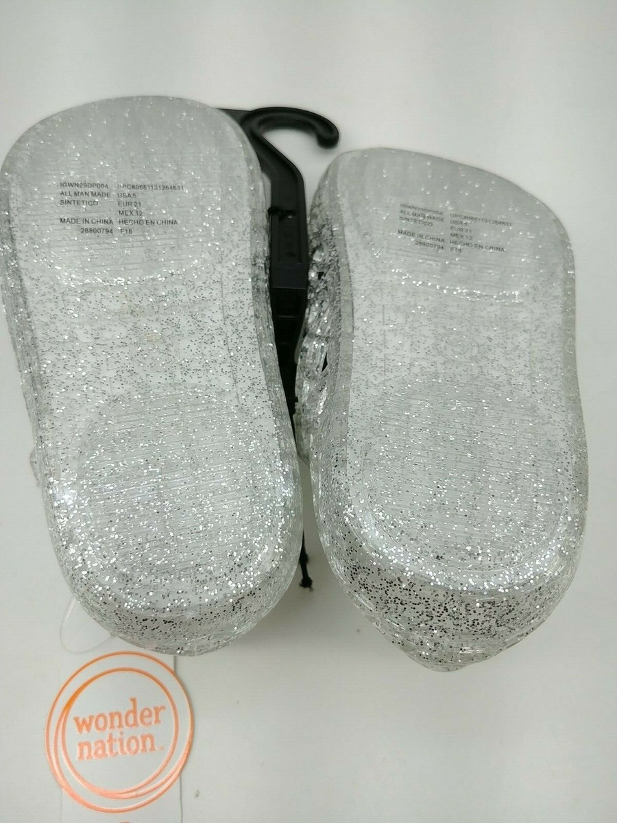 Wonder Nation Clear Jelly Glitter Mary Jane Shoes Girls Size 5 for