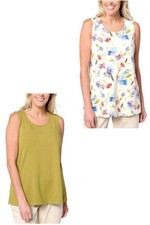 Denim  Co. Women's 2-Pack Printed/Solid Swing TankTops Green/Moss