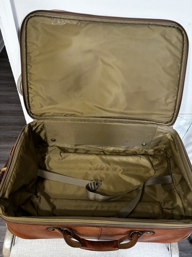 Hartmann Limited Edition Tan Belting Leather Carry On Rare Luggage On Wheels 22" - Picture 11 of 12