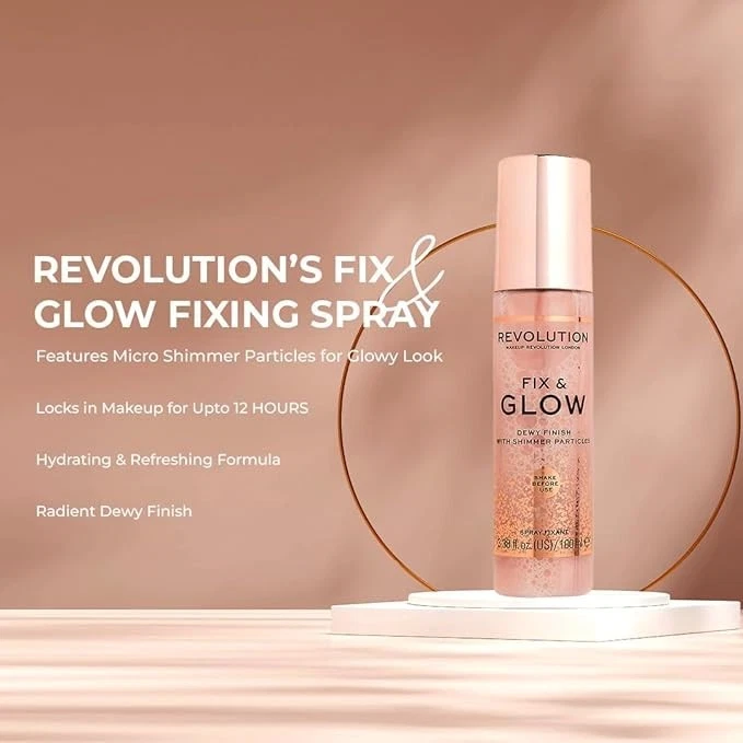Makeup Revolution Makeup Fixer Spray Glow After Makeup | Fix & Glow Shimmer Make - Image 3 of 4