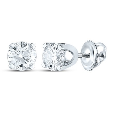 Runde Solitär-Ohrstecker 0,21 kt natürlicher Diamant 14 kt Weißgold