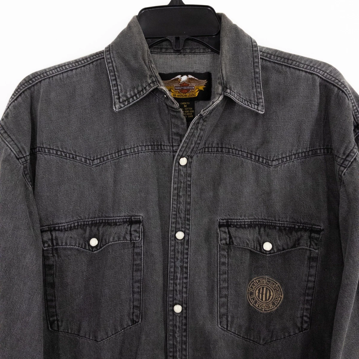 Harley-Davidson Denim Long Sleeve Casual Button-Down Shirts for