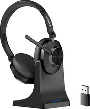 Wireless Laptop Headset with Microphone, Bluetooth  USB Dongle, Noise Cancellin