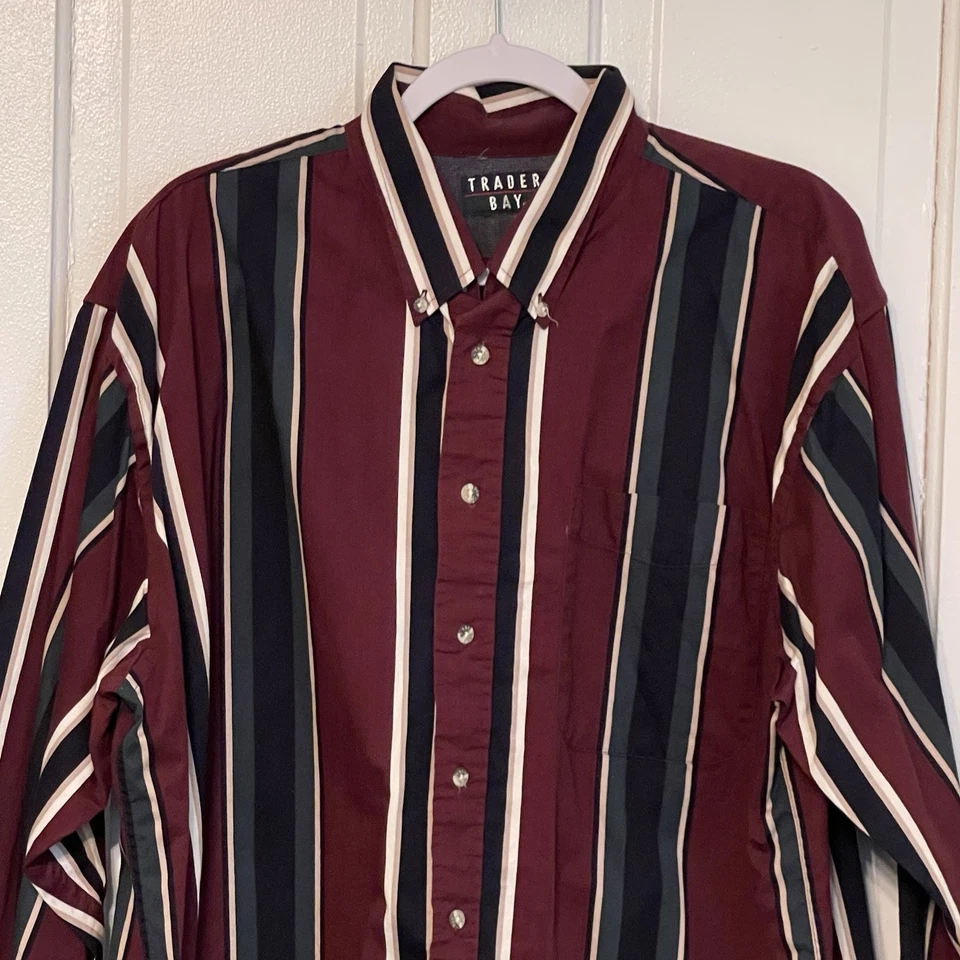 Trader Bay Shirt Men’s X-LT NWOT Striped Classic Long Sleeve Button Up VTG - Image 2 of 4