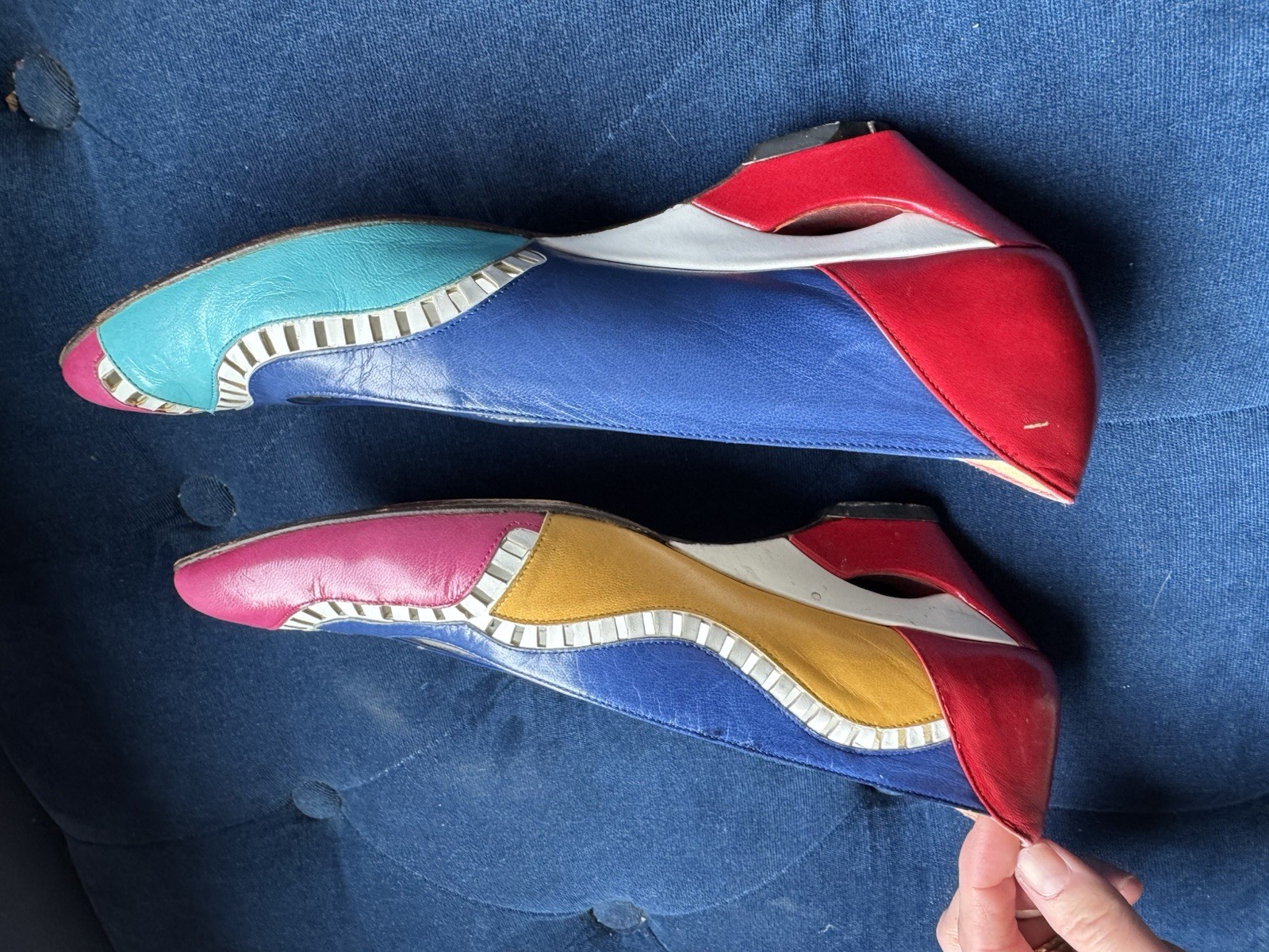 Stuart Weitzman Colorblock Multicolor Pointed Toe… - image 3