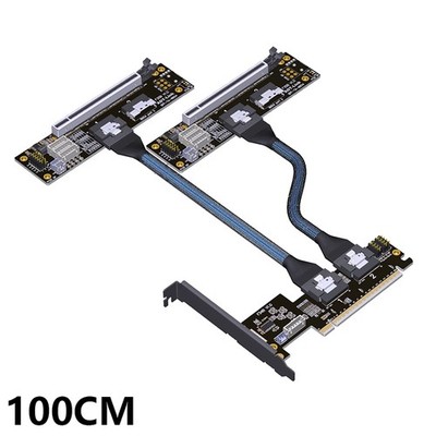 PCIe 4.0 x16 SlimSAS Graphics Card Splitter Extension Cable - Supports SFF-8654