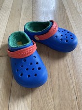 Crocs Classic Lined Clogs Shoes Kids Blue Blue/Green/Orange Size C12