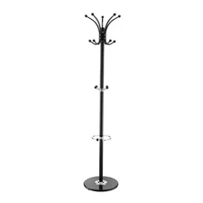 Freestanding Coat Rack Stable Marble Base with Umbrella Holder & 14 Hooks