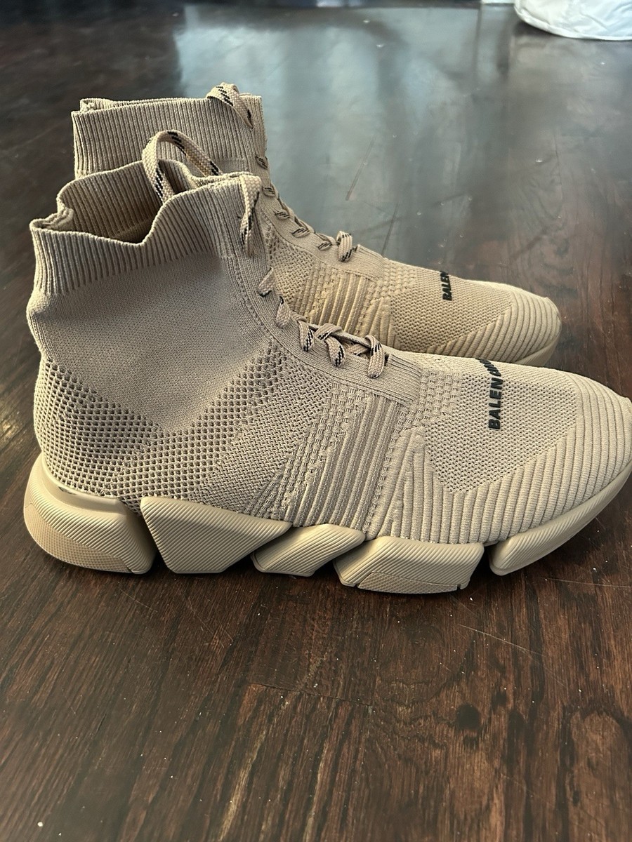 Balenciaga Speed 2.0 Knitted Lace Up Sneakers Tan Size 14 | eBay