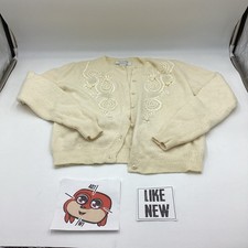 Vintage Petite Sophisticate Cardigan Sweater Pearl Button Lambswool Angora Fuzzy