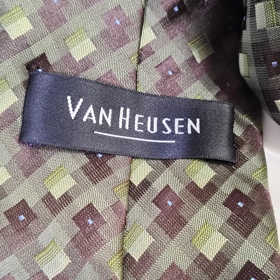 Van Heusen многоцветный квадратный узор мужской галстук галстук б/у в отличном состоянии - Изображение 4 из 4