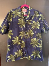 RJC Blue Green Palm, Men  s Size Large, Hawaiian Shirt, Cotton, Made in Hawaii