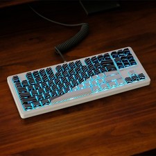 Black White Wave Shine Through Backlit Side Print Doubleshot PBT Keycap Set