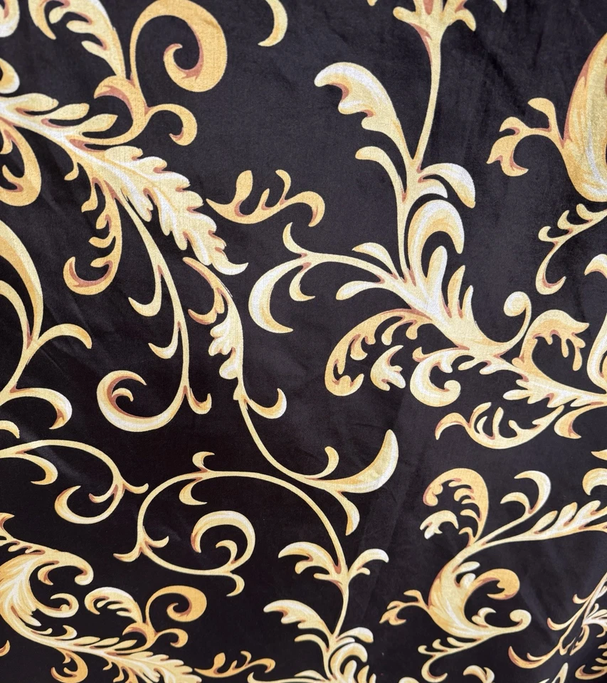 Tela de tapicería de terciopelo de algodón negro dorado barroco Versace 1 yarda (más disponible) Foto 2 de 4
