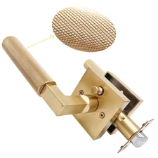 Privacy Matte Gold Door Knob with Lock – Keyless Entry Without Key for Bedroo...