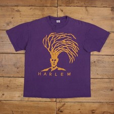 Vintage Jerzees Graphic T Shirt XL 90s USA Made Harlem NY Purple Tee