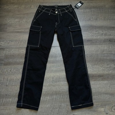 True Religion Baggy Cargo Pants Size 28 Mens Jet Black (actual