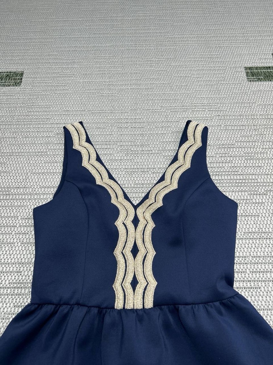 lilly pulitzer blue and gold dress Rorey (Size S) (True Navy) Ebay