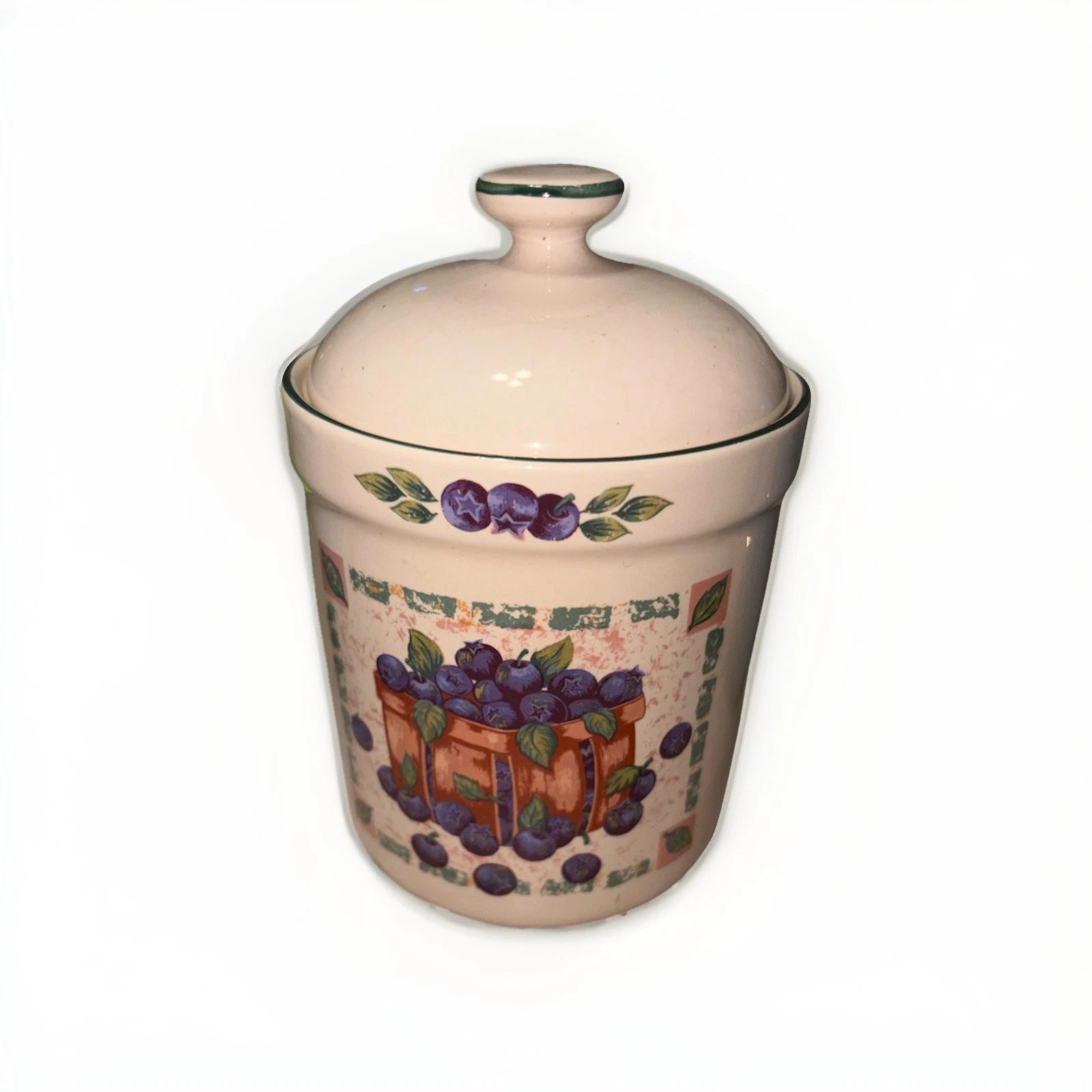 Certified International C.I.C. Deborah Melon Designs Blueberry Canister w Lid