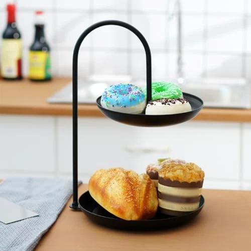 2 Tier Iron Serving Tray, Proof Double Tier Fruit and Snack Platter for Coffe... - Image 4 of 4