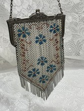 Antique Mandalian Mfg Co Enameled Mesh Purse Art Deco Flapper Handbag 1920  s