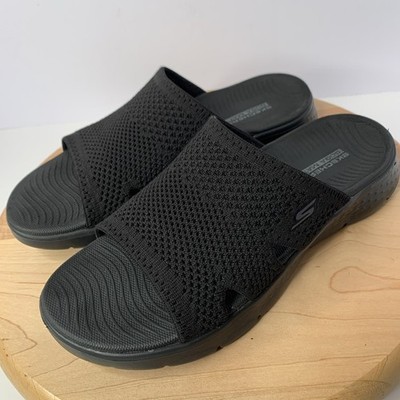 Skechers Go Walk Flex Elation Black Womens Size 8 Slide Sandals Goga Mat Cushion
