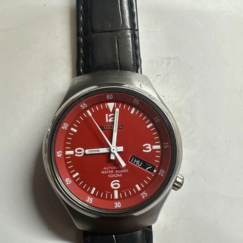 Vintage Seiko S-Wave SKX297K1 7S26 Red Dial Automatic Watch