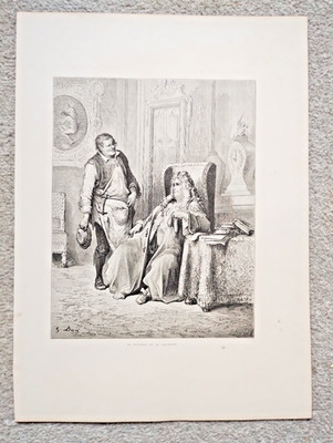 The Cobbler and the Financier, Gustave Dore - Antique Print - 1868