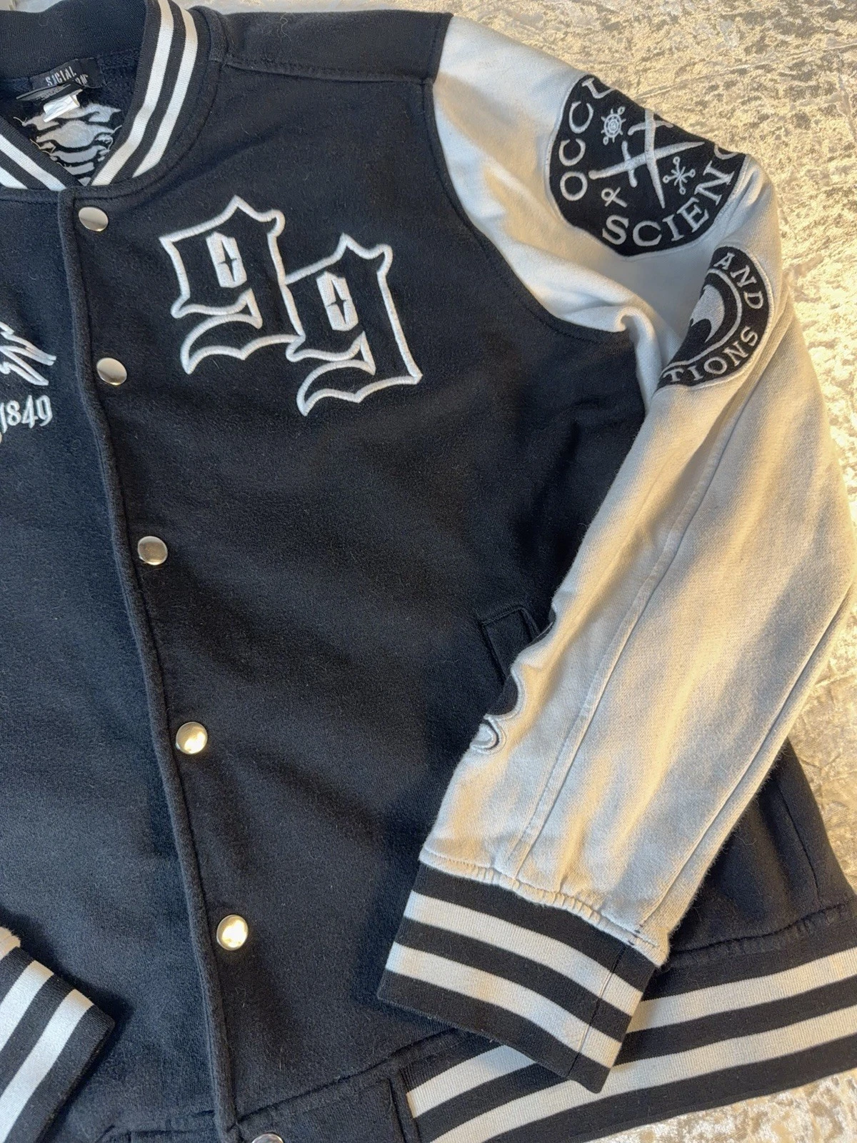 Social Collision Jacket Unisex M Varsity Skeleton Goth Emo Punk Streetwear 99 - product detail image 4