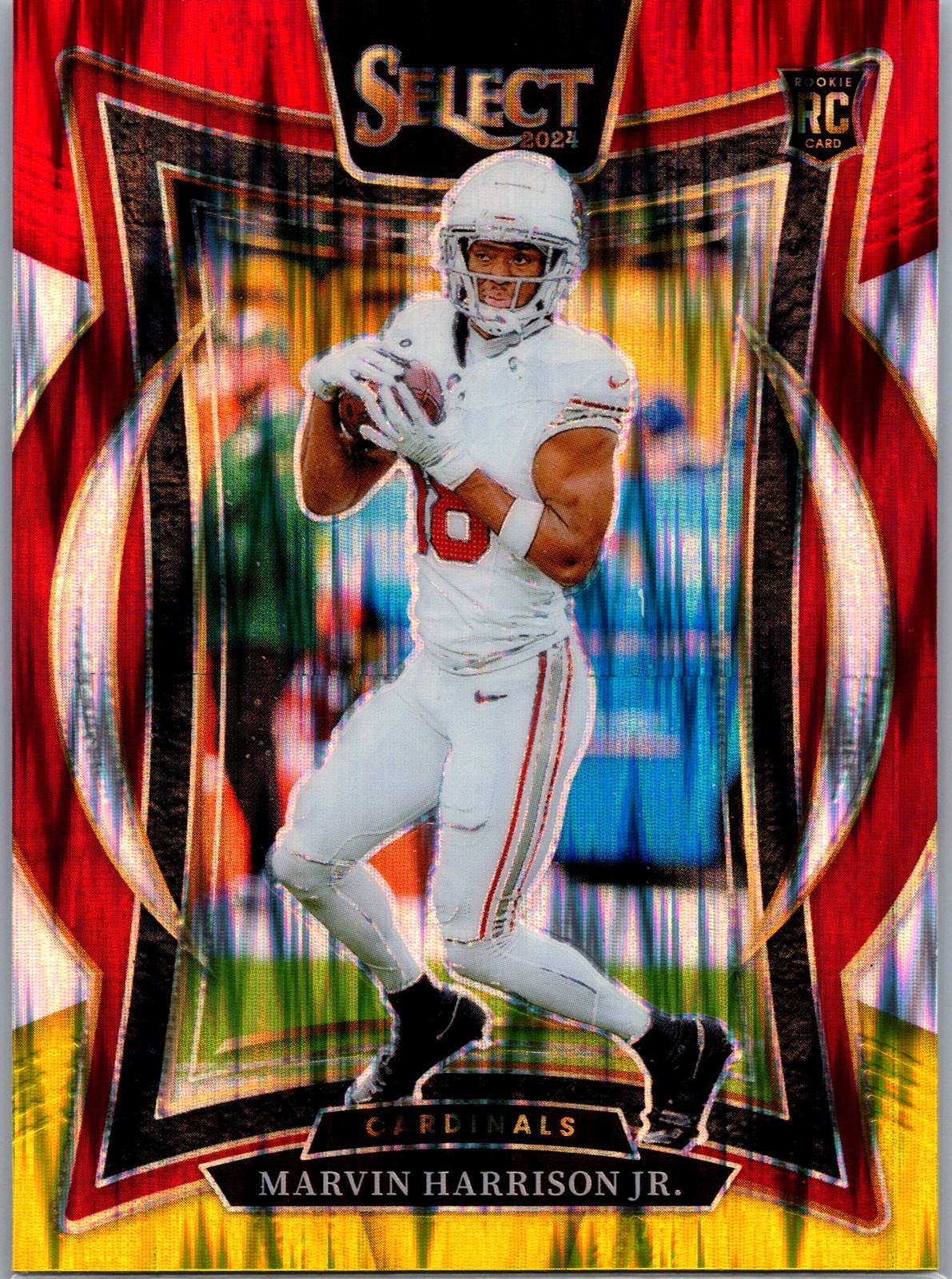 2024 Panini Select #28 Marvin Harrison Jr. Red & Yellow Prizm Shock