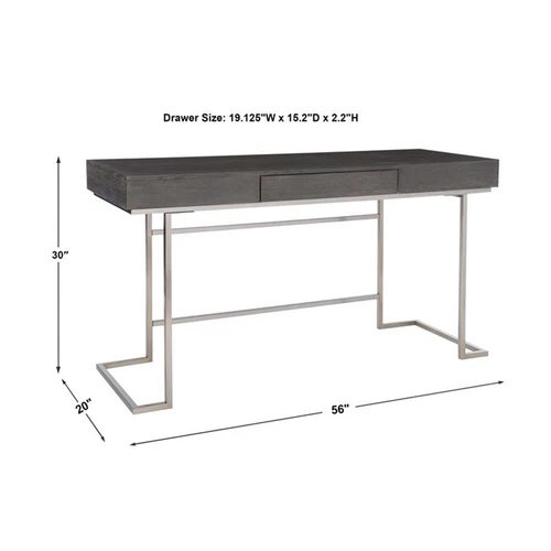 Uttermost Claude Contemporary Wood and Steel Desk in Gray Finish - Picture 7 of 7