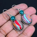 Rainbow Calsilica, Skota Emerald 925 Sterling Silver Jewelry Earring 1.85" F973