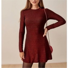 REFORMATION NWOT Riley Mini Dress Cherry Sparkle Size Small Valentines Date