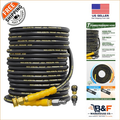 #ad 100FT Flexible 4200 PSI Pressure Washer Hose with Kink Resistance amp; Adapters $154.34