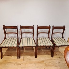 4 x Traditional Mahogany Dining Chairs ; Seat Pads Vintage Regency Style