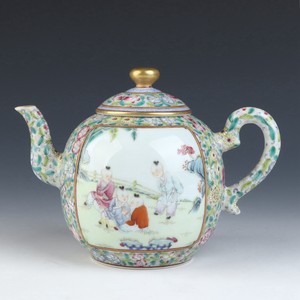 Antique Chinese Enamel Porcelain Teapot