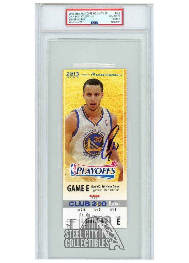 Stephen Curry Autographed Signed 2013 Playoffs Round 2 Game 3 Ticket PSA 10 PSA/DNA 9 