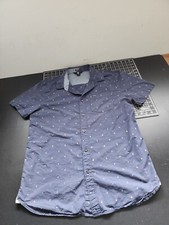 Volcom Modern Fit Button Up Shirt Men's Size XL Navy Blue Pocket