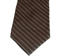 Ferucci Mens Tie Tricolor Stripped Necktie Gray, White and Black
