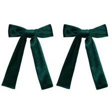 5inch Velvet Hair Bows Christmas Dark Green Velvet Ribbon Hairbow Alligator C...