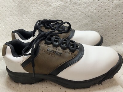 FootJoy GreenJoys Golf Shoes Mens 10‎ White Brown Good Spiked Saddle 45516 FootJoy GreenJoys Golf Shoes Mens 12 M White Brown Soft  main image 4