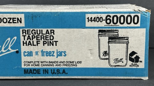 BALL One Dozen Regular Tapered Half Pint Can Or Freeze Glass Jars Made In USA - Picture 9 of 23