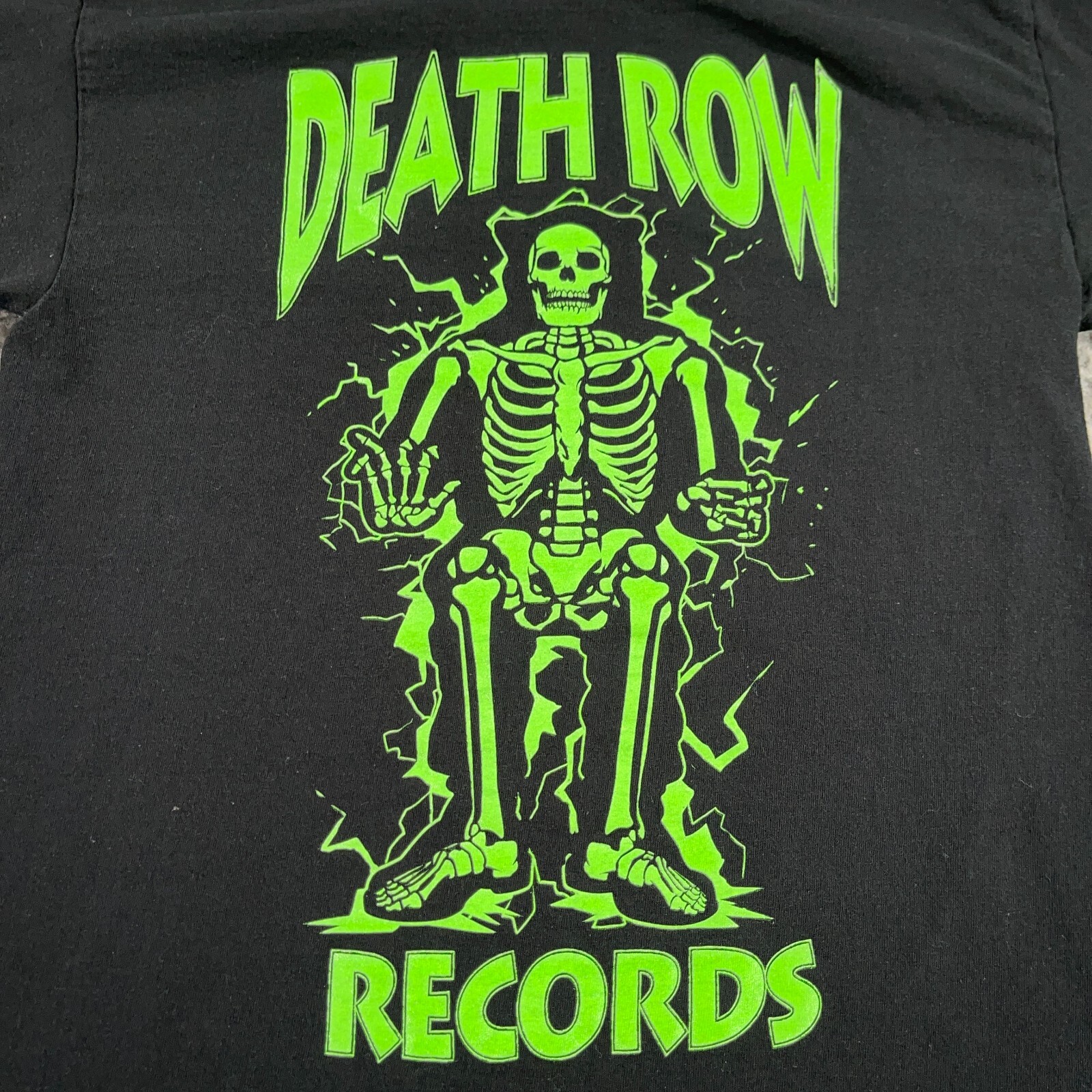 FILA Camicia Death Row Records uomo media M nera bagliore nel buio scheletro logo rap