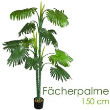 Palme Palmenbaum Fächerpalme Kunstpflanze Künstliche Pflanze 150 cm Decovego