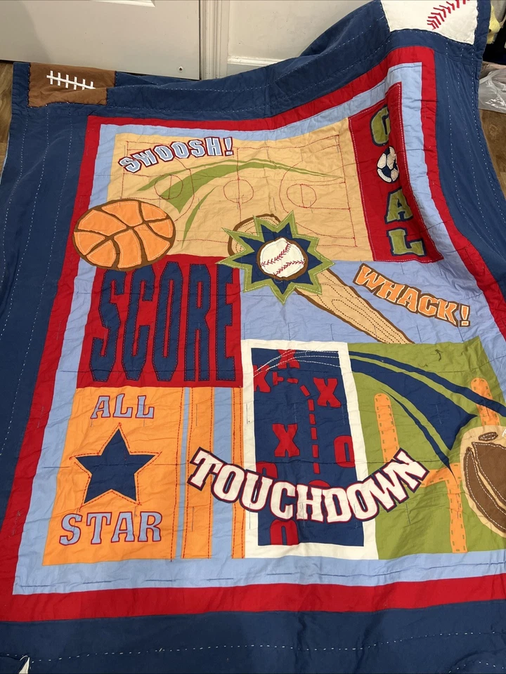 VTG Citrco Blue Sports Quilt Twin Size Filling Very Soft All Star 1 Sham 1 Quilt - Image 3 of 4