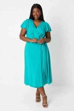 Coast Curve Double Flutter Sleeve Wrap Midi - Green - size 20 - NEW WITH TAGS