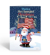 Patriotic Santa Claus Christmas Card - 18 Holiday Cards & 19 Envelopes