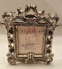 VTG  Melannco  Silver Plated Ornate  Mini  Picture Frame Black Velvety  Back NEW